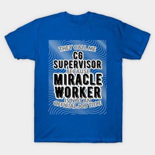 They call me CG Supervisor because Miracle Worker is not an official job title | VFX | 3D Animator | CGI | Animation | Artist T-Shirt